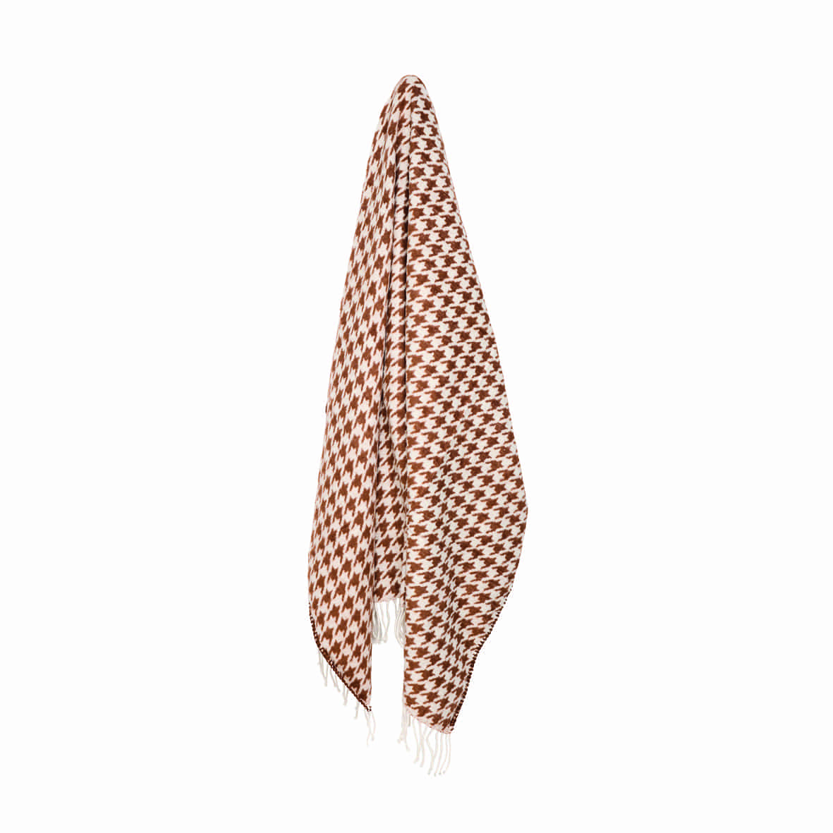 Plaid tissé Pied de poule Brun - 130 x 170 cm