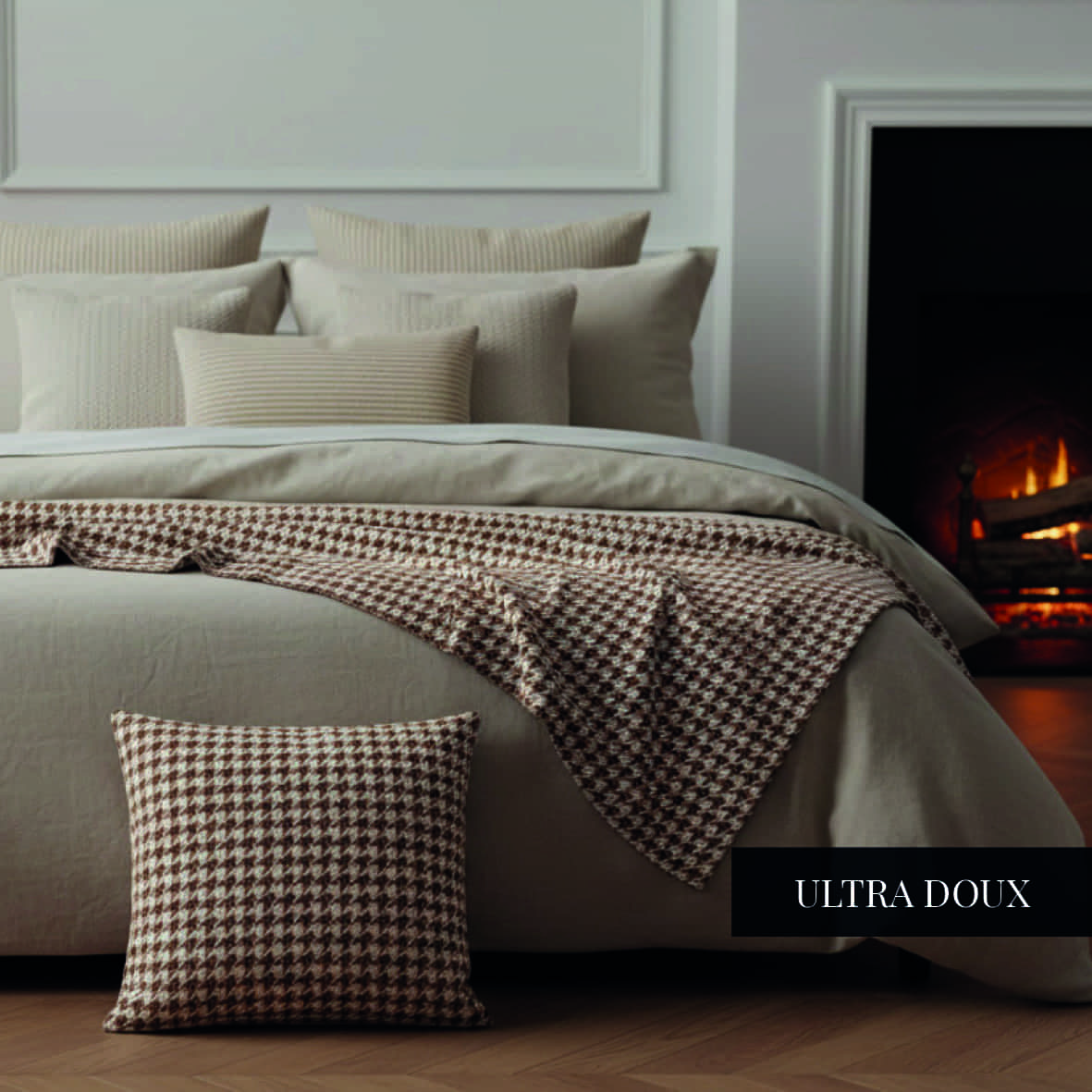 Plaid tissé Pied de poule Brun - 130 x 170 cm – Image 3