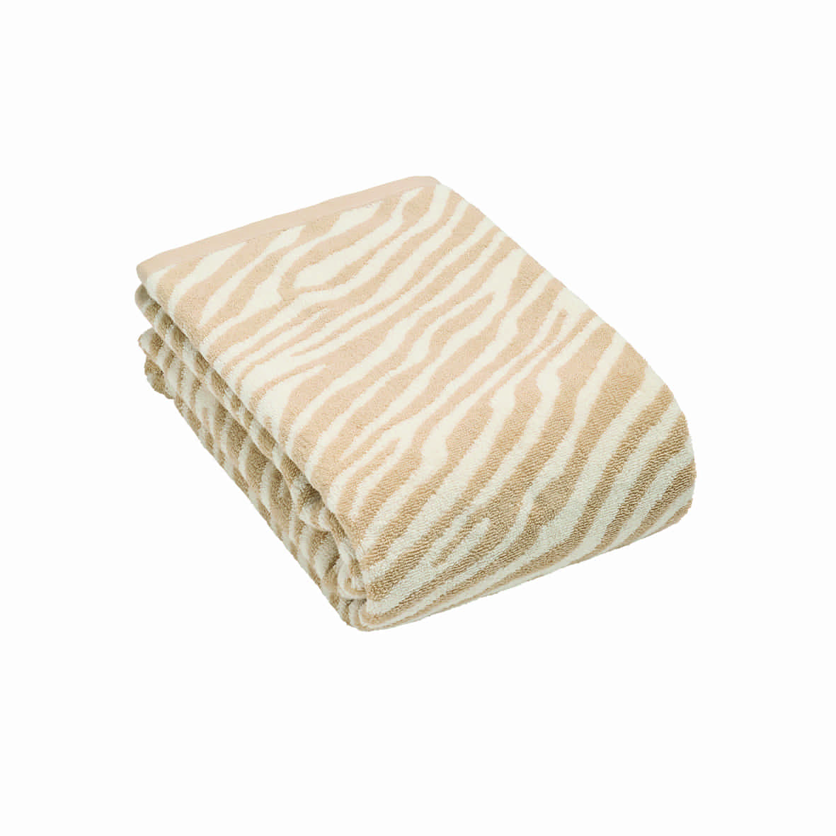 Drap de bain coton peigné Jacquard Rayure zebra Taupe - 70 x 140 cm