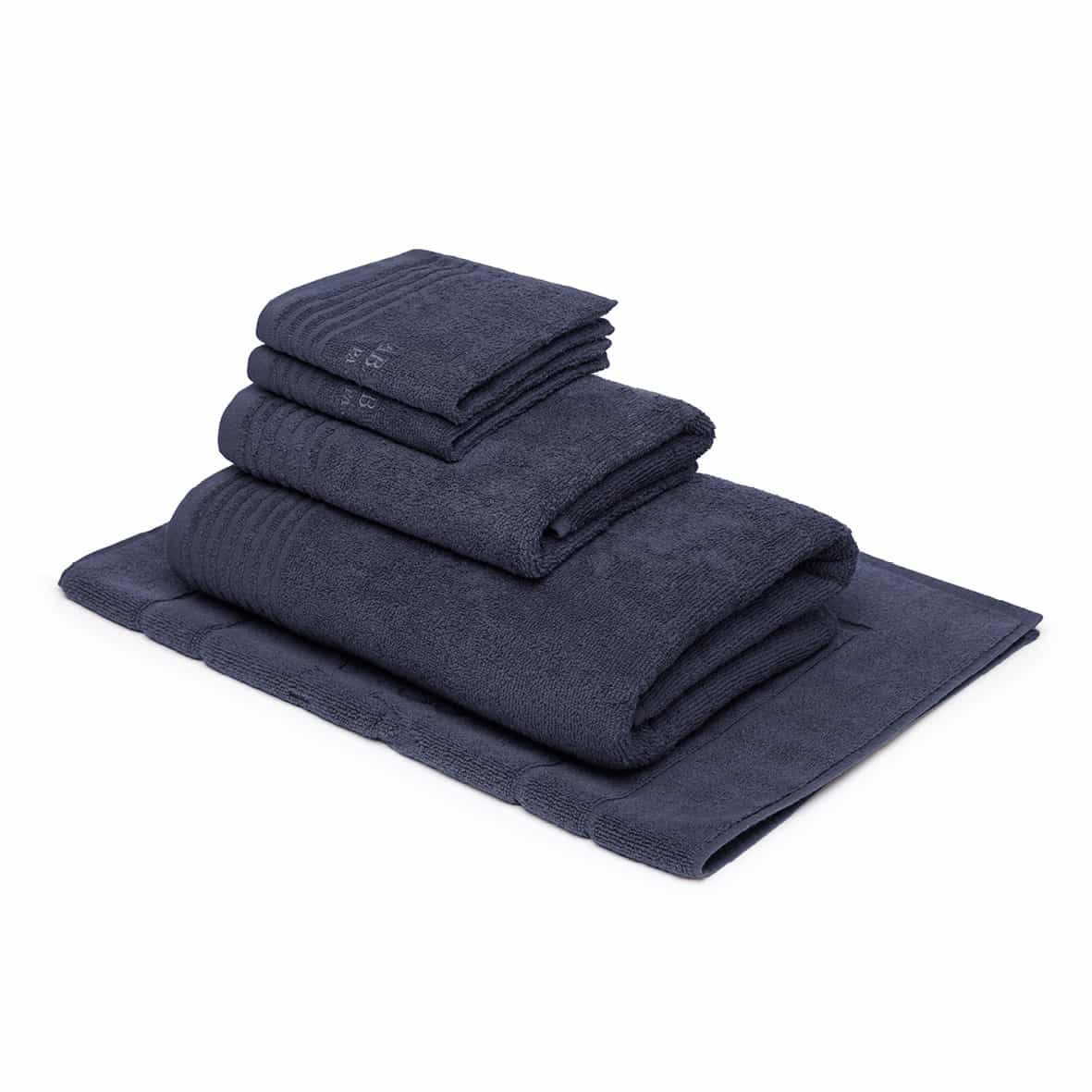 Ensemble complet de linge de bain coton peigné LT - Ecume Bleu foncé
