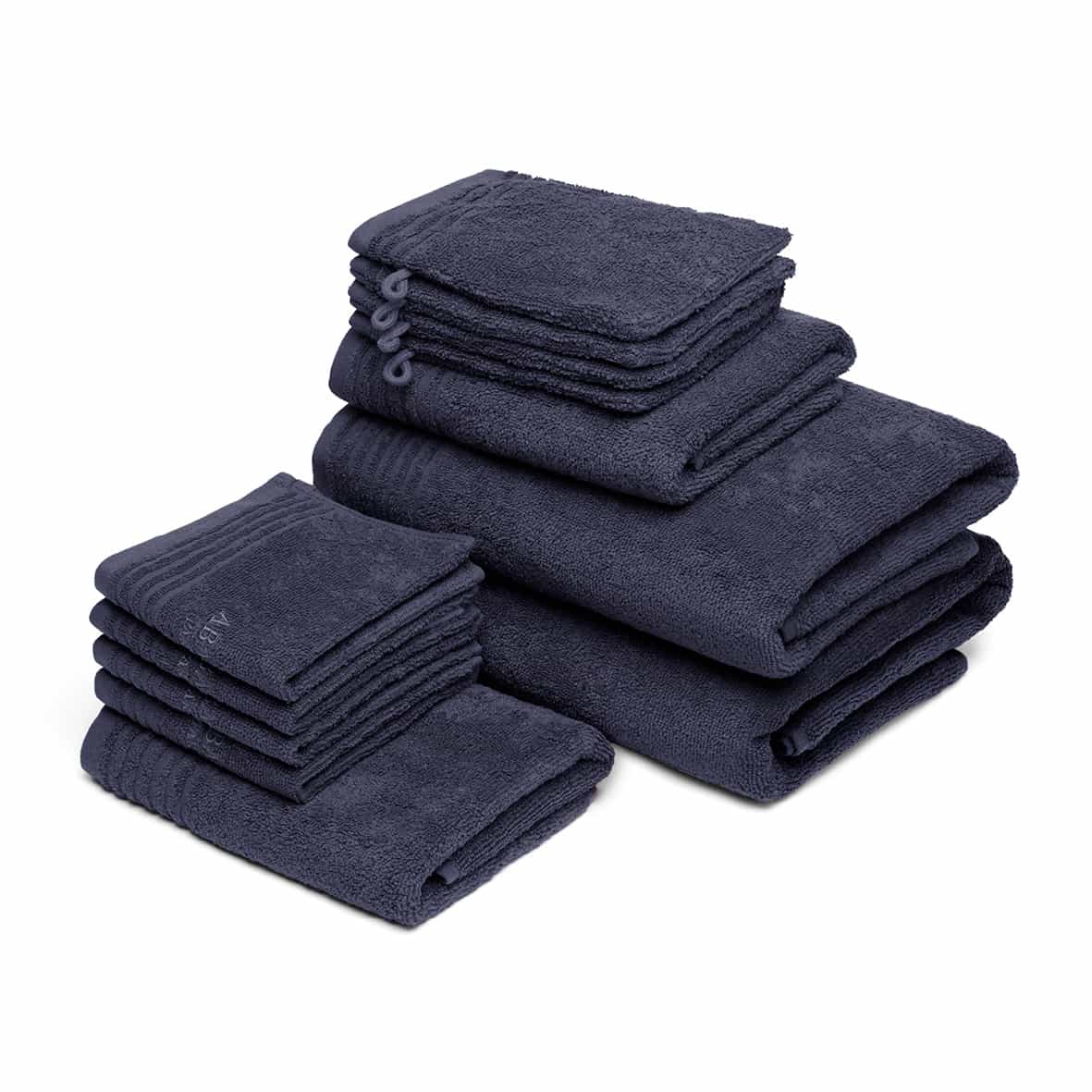 Ensemble complet de linge de bain coton peigné LT - Ecume Bleu foncé