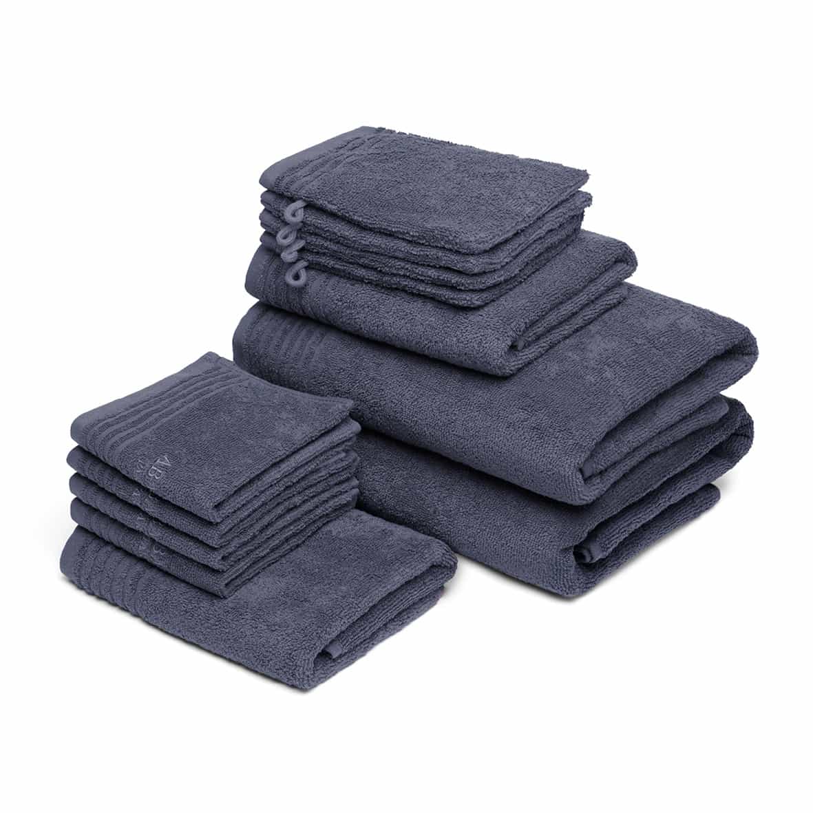 Ensemble complet de linge de bain coton peigné LT - Ecume Bleu gris