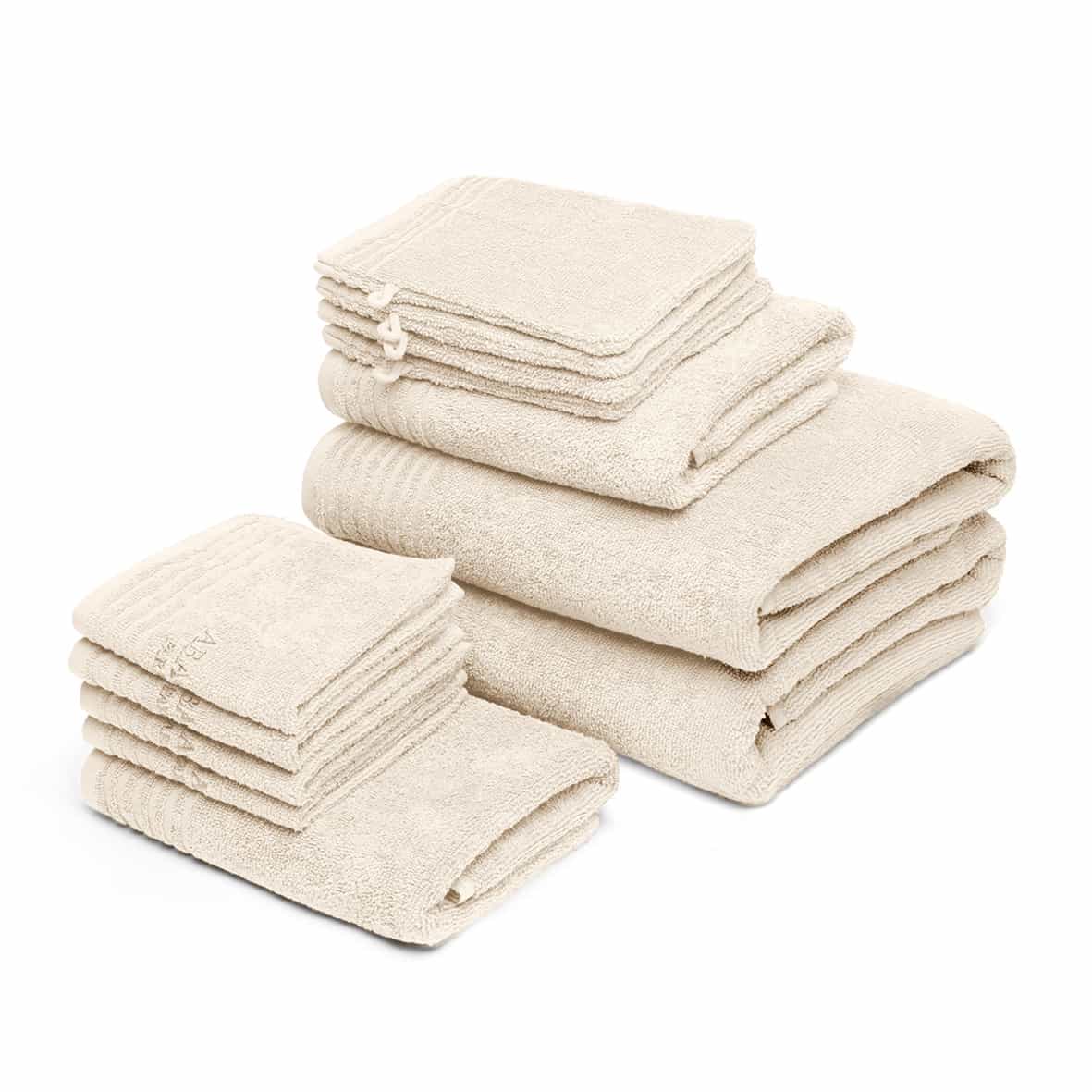 Ensemble complet de linge de bain coton peigné LT - Ecume Ivoire