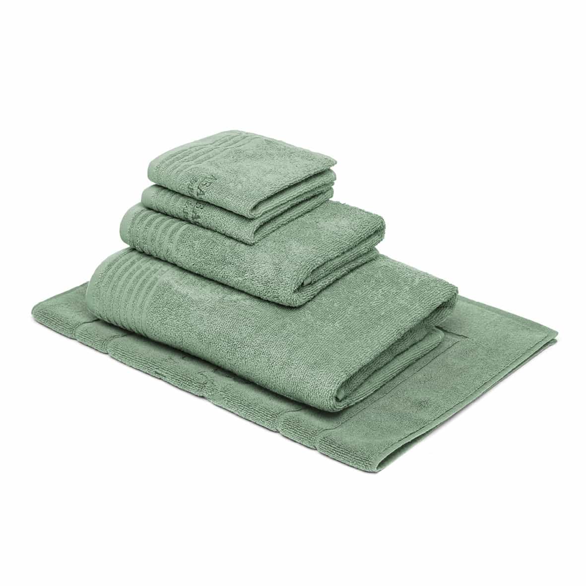 Ensemble complet de linge de bain coton peigné LT - Ecume Vert sauge