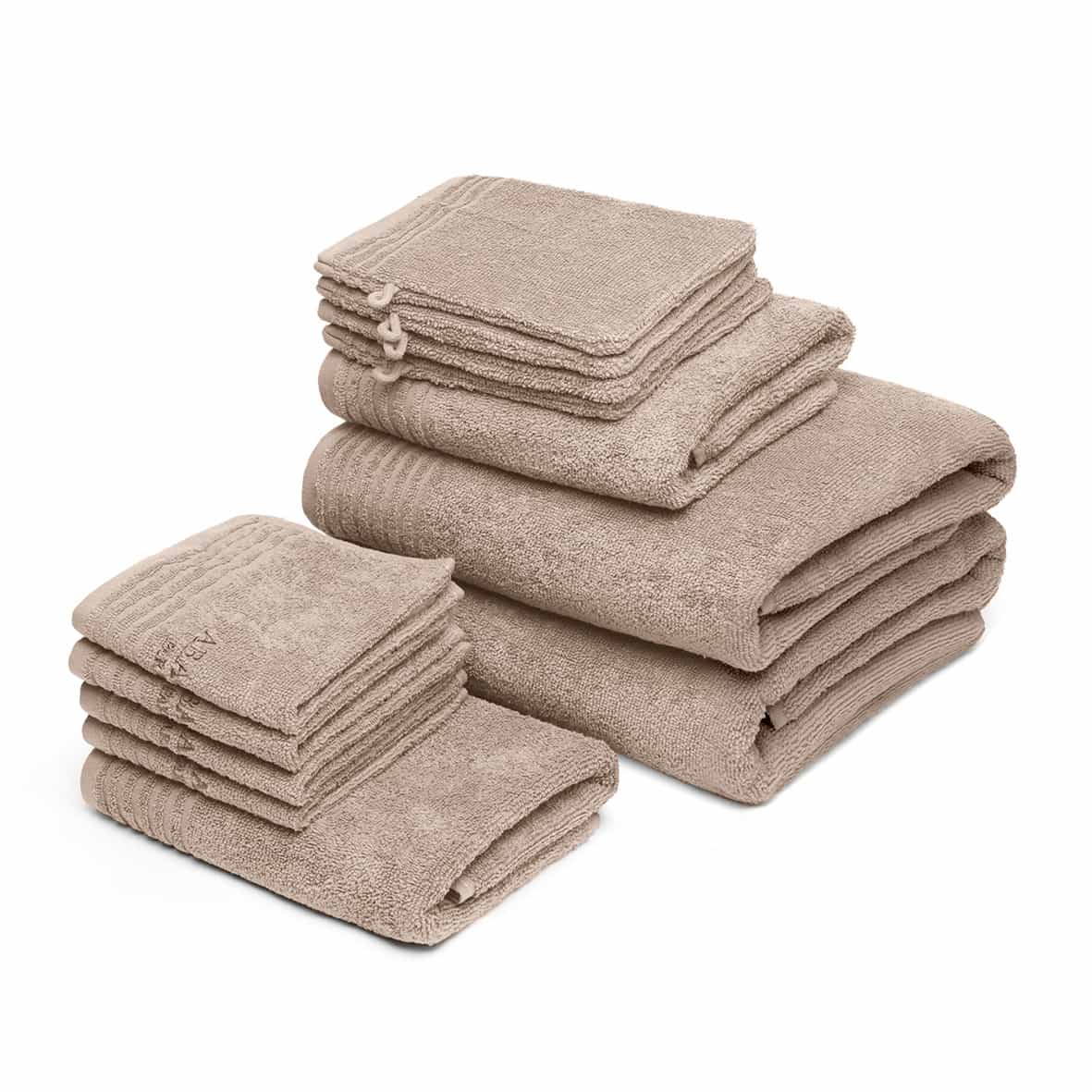 Ensemble complet de linge de bain coton peigné LT - Ecume Taupe