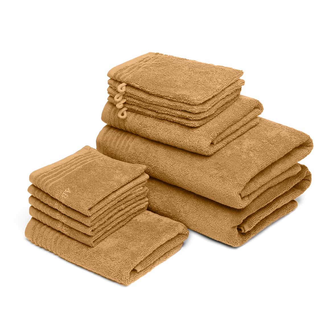 Ensemble complet de linge de bain coton peigné LT - Ecume Jaune moutarde