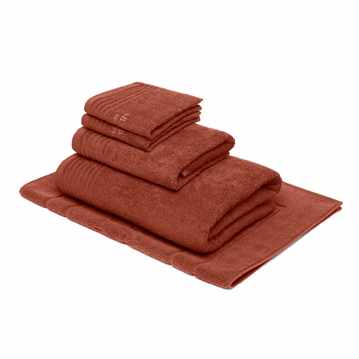 Ensemble complet de linge de bain coton peigné LT - Ecume Terracotta