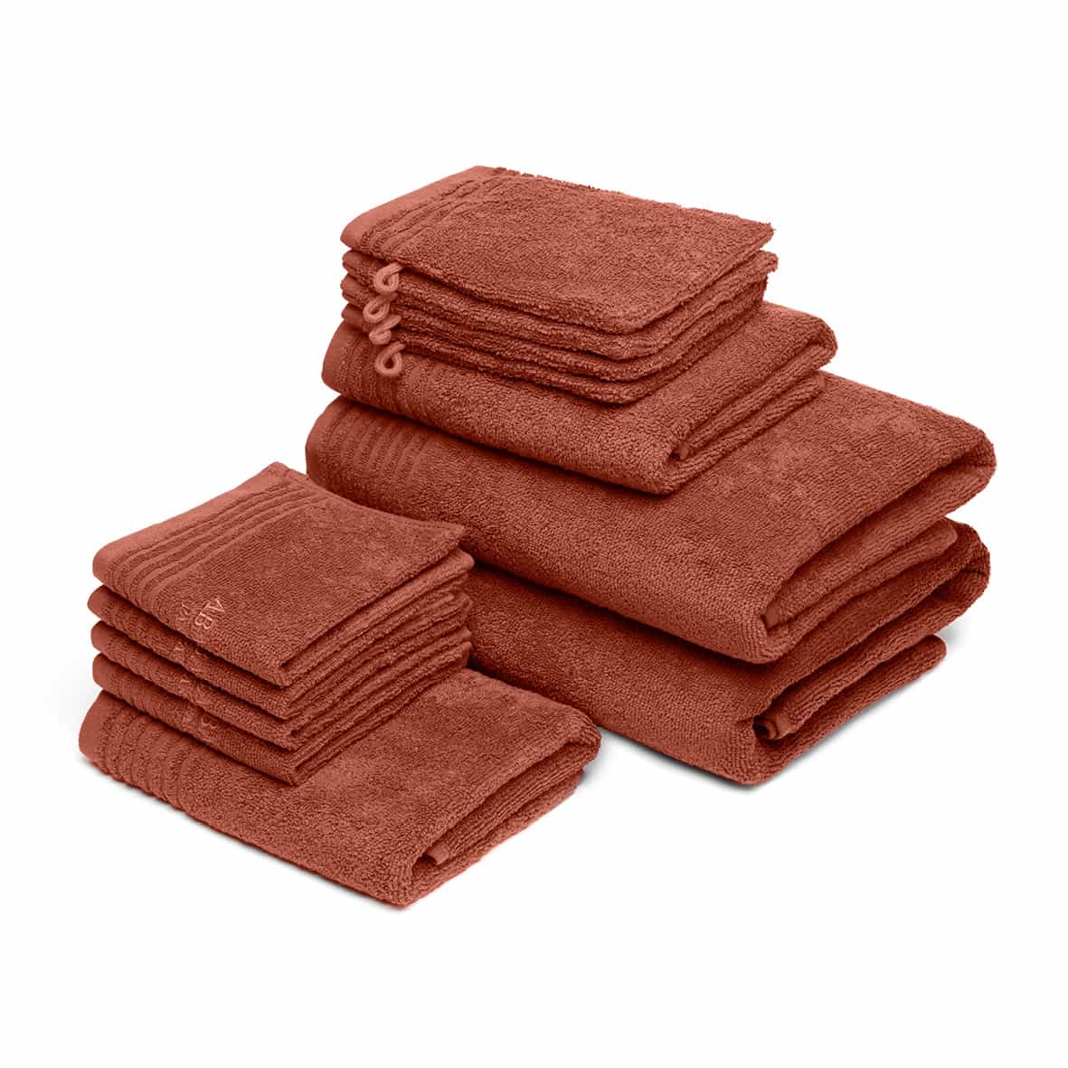 Ensemble complet de linge de bain coton peigné LT - Ecume Terracotta
